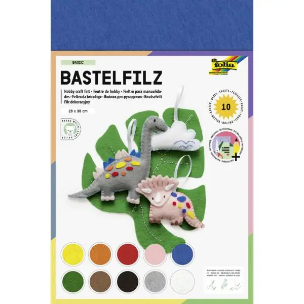 folia Bastelfilz, 200 x 300 mm, 150 g/qm, farbig sortiert (EAN: 4001868524093)