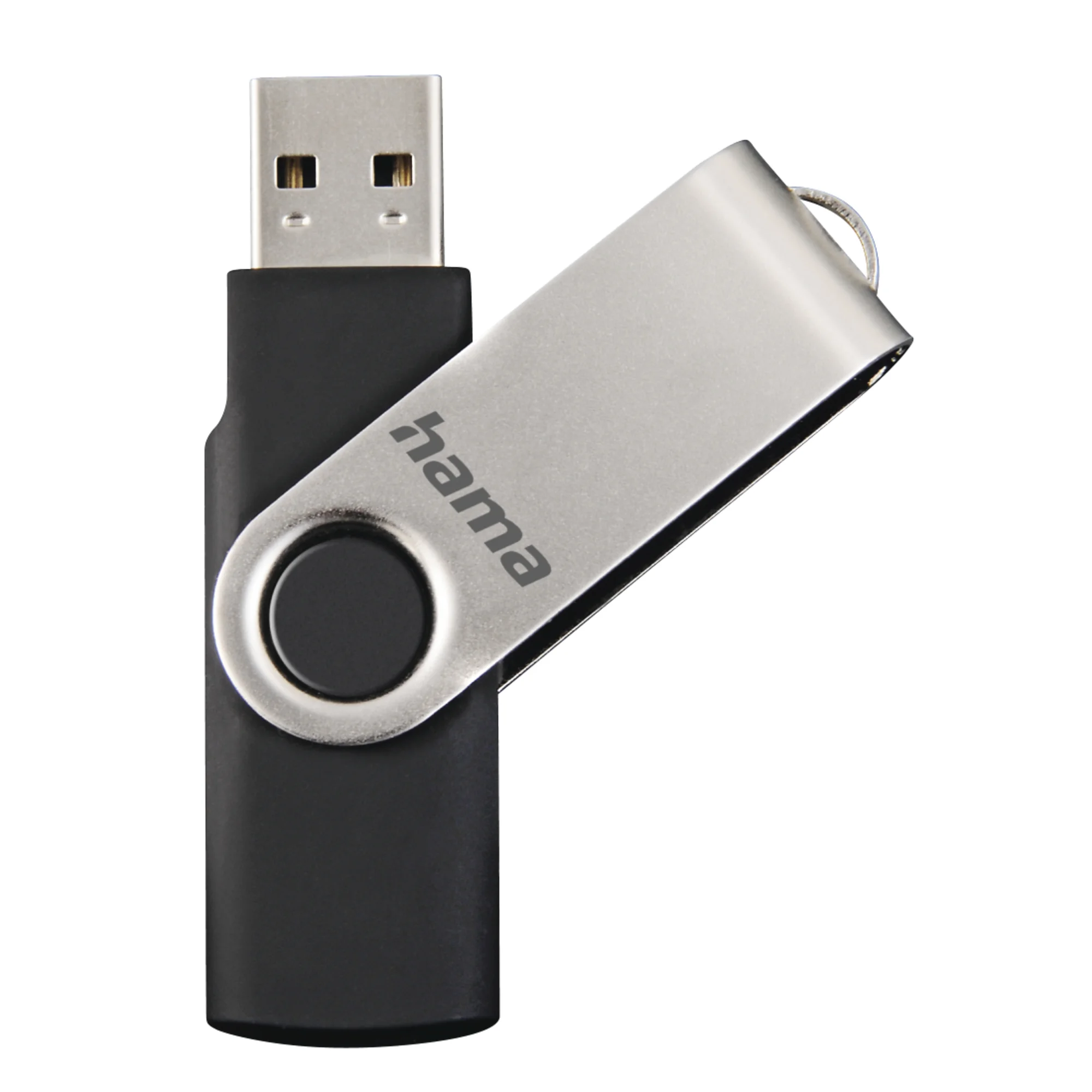 hama USB 2.0 Speicherstick "Rotate", 64 GB, schwarz/silber (EAN: 4047443164087)