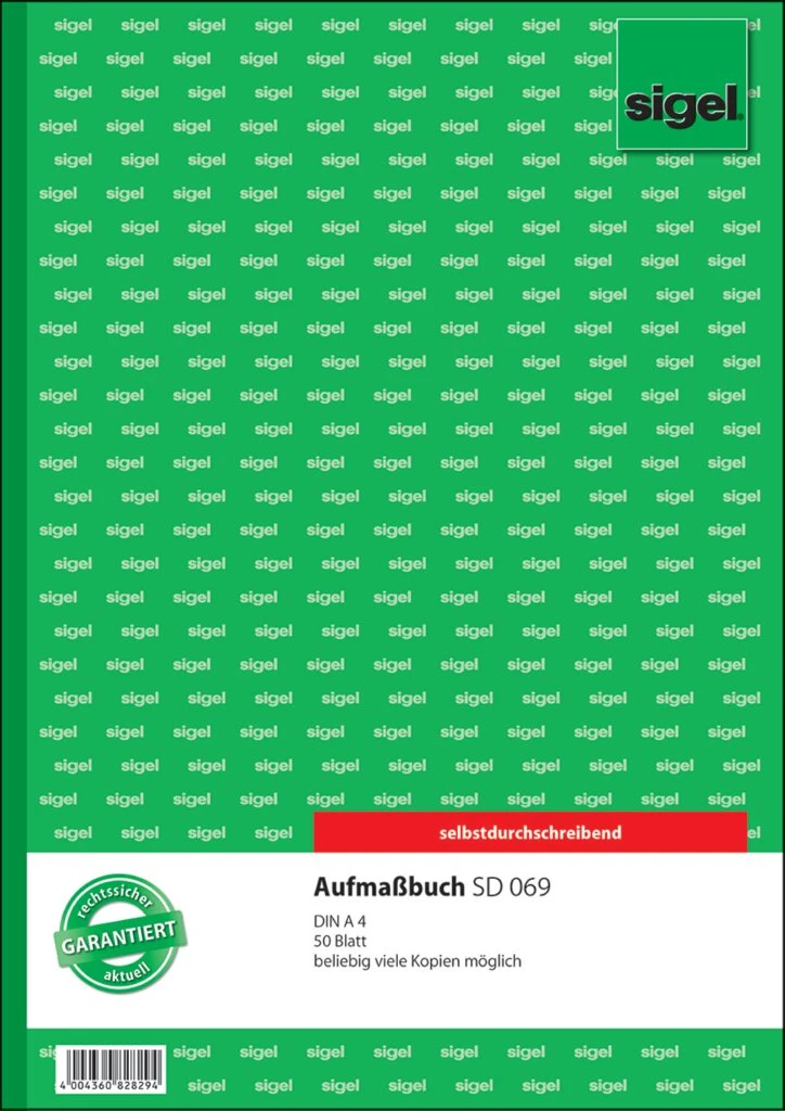 sigel Formularbuch "Aufmaßbuch", DIN A4, 50 Blatt (EAN: 4004360828294)