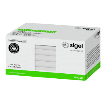sigel Haftnotizen, 125 x 75 mm, blanko, weiß (EAN: 4004360766985)