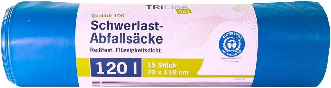 TRIline Schwerlast-Abfallsack extra stark, 120 Liter, blau (EAN: 4260123533410)