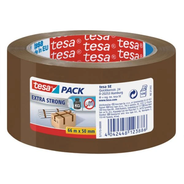 tesa Verpackungsklebeband EXTRA STRONG, 50 mm x 60 m, braun (EAN: 4042448123886)