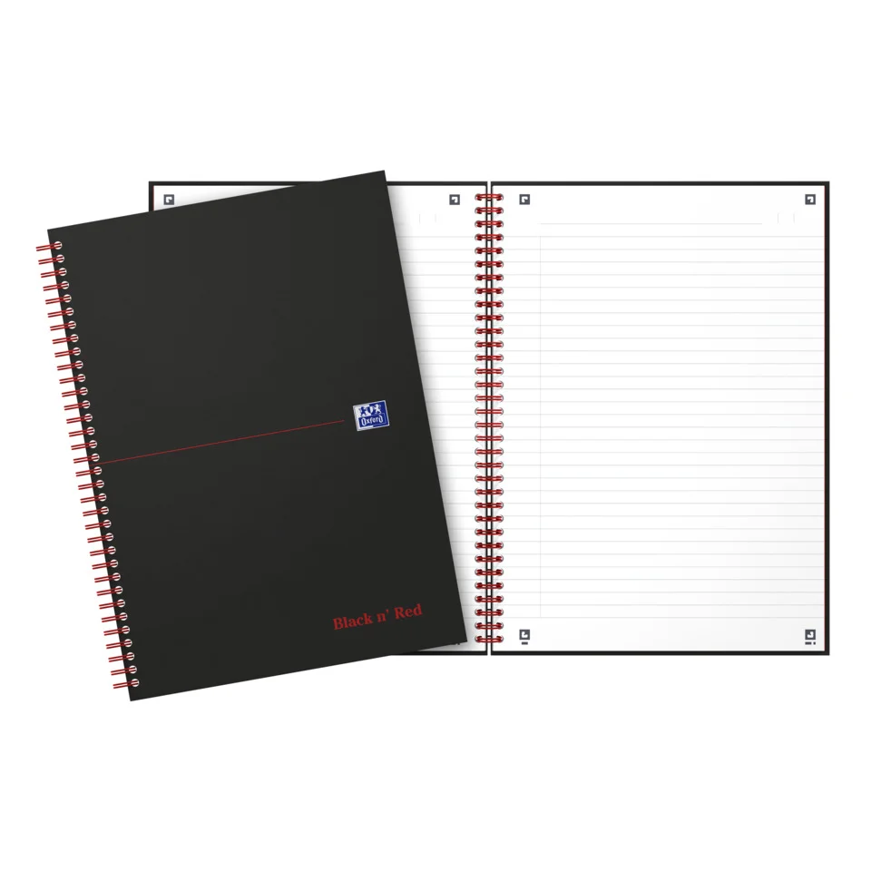 Oxford Black n' Red Spiralbuch, DIN A4, liniert, Karton, schwarz (EAN: 4006140009084)