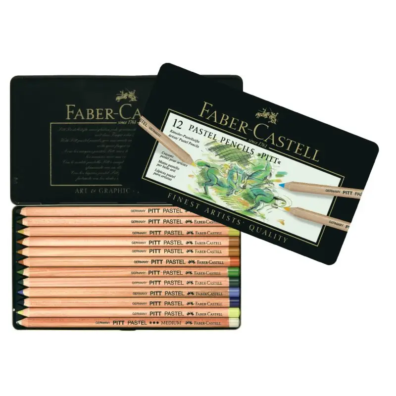 FABER-CASTELL Buntstifte PITT PASTELL, 12er Metalletui (EAN: 4005401121121)