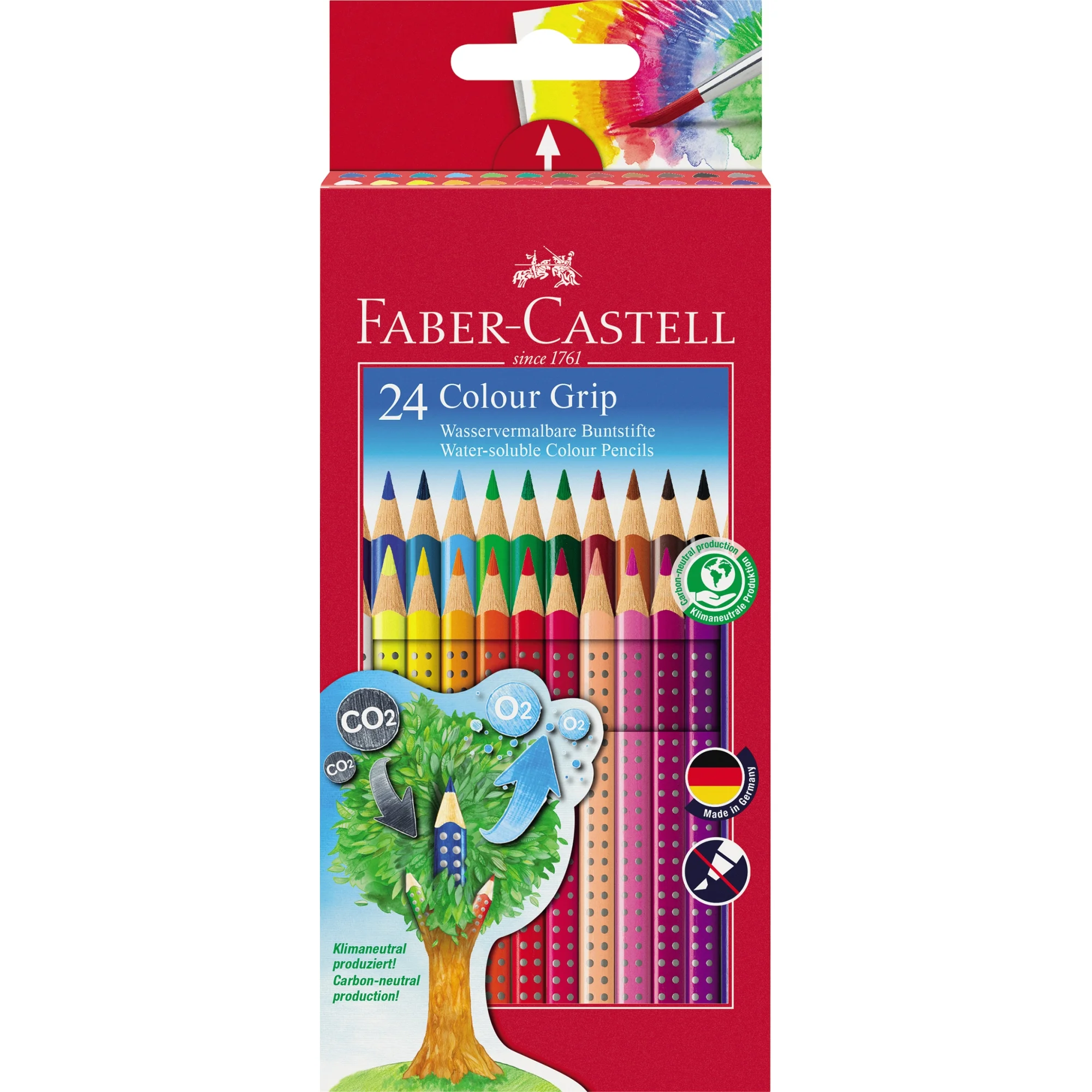 FABER-CASTELL Dreikant-Buntstifte Colour GRIP, 24er Etui (EAN: 4005401124245)