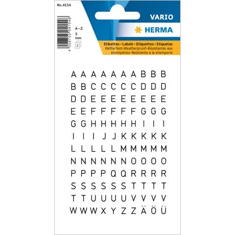 HERMA Buchstaben-Sticker A-Z, Folie schwarz, 5 mm hoch (EAN: 4008705041546)