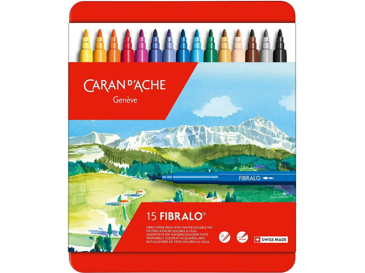 CARAN D'ACHE Fasermaler FIBRALO, 15er Metalletui (EAN: 7610186303159)