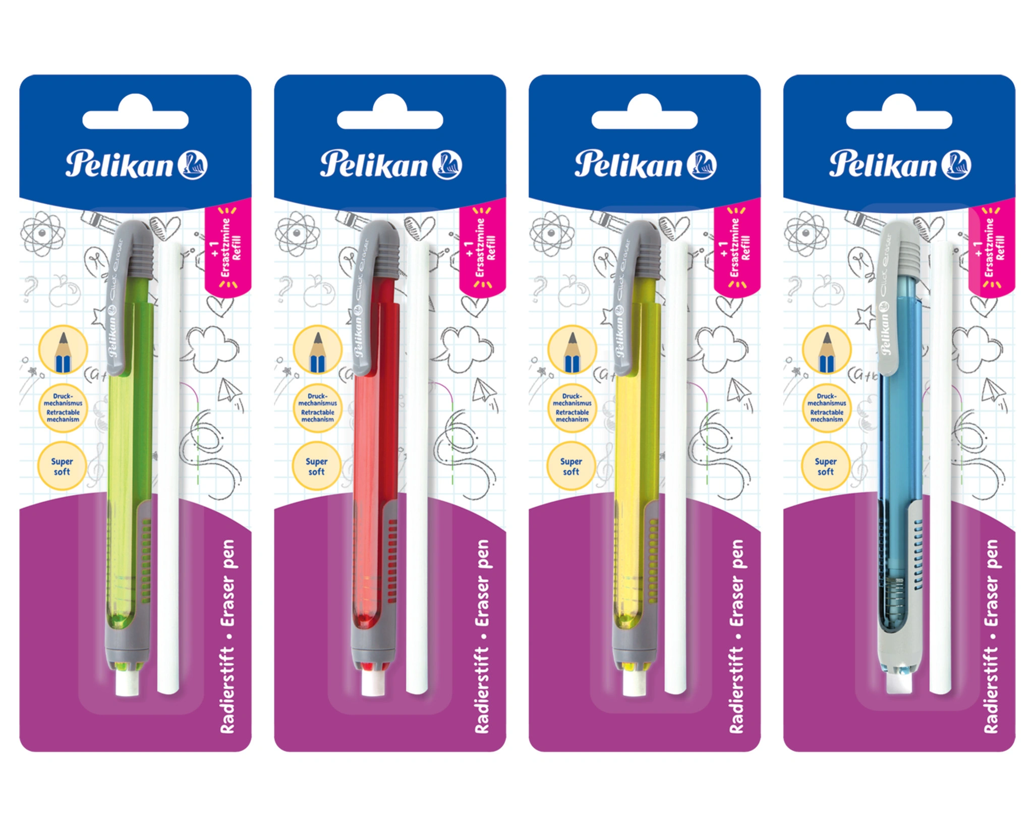 Pelikan Radierstift inkl. Ersatzradierer, farbig sortiert (EAN: 4012700807366)