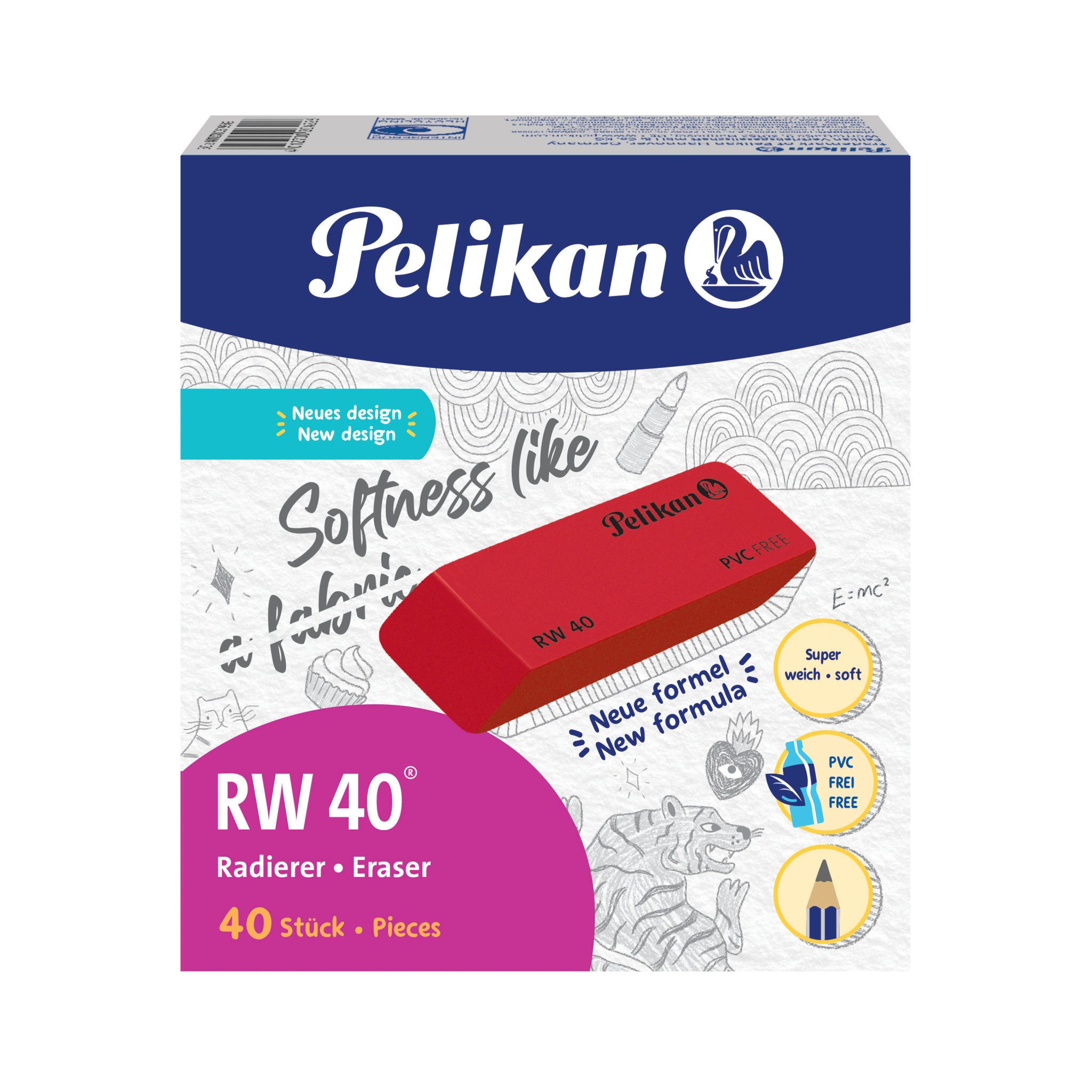 Pelikan Kunststoff-Radierer RW 40, rot (EAN: 4012700606129)