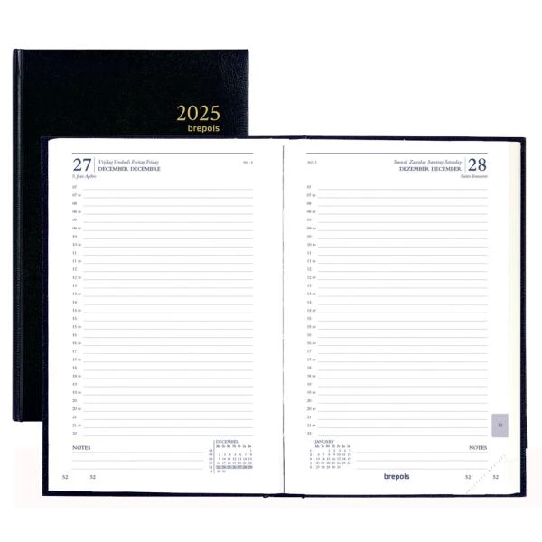 brepols Tageskalender "Saturnus Basic" 2027, schwarz (EAN: 5412303128193)