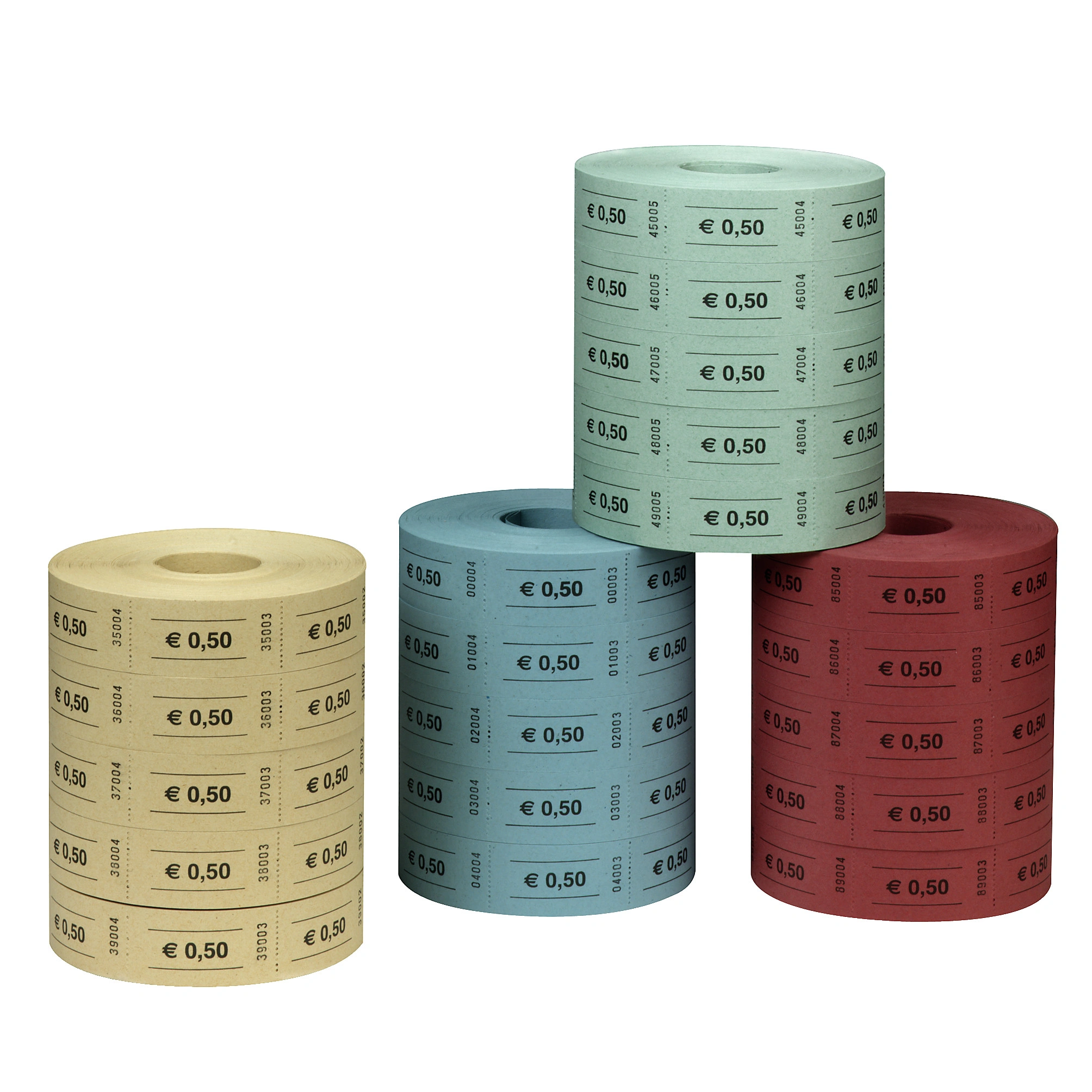 herlitz Wertmarken 0,50 Euro, 1.000 Abrisse je Rolle, gelb, rot, blau oder grün (EAN: 4008110274911)