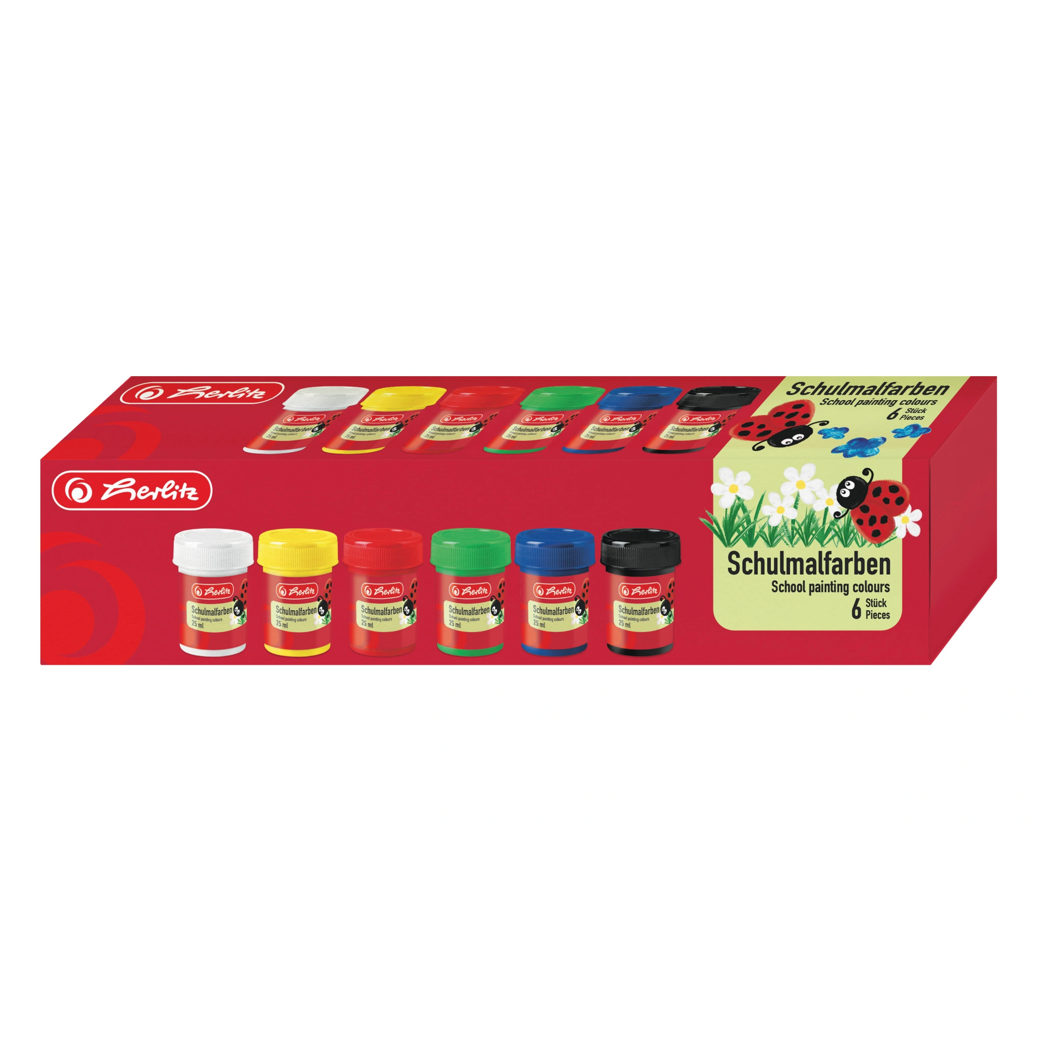 herlitz Schulmalfarbe, farbig sortiert, 6er Karton (EAN: 4008118643023)