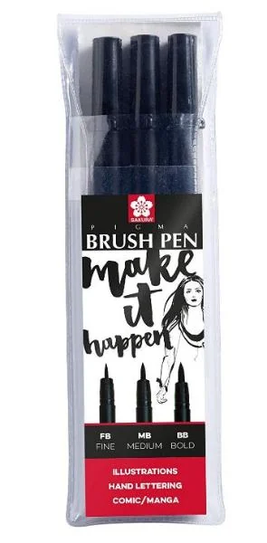 SAKURA Pinselstift PIGMA BRUSH, 3er Etui, schwarz (EAN: 8712079395131)