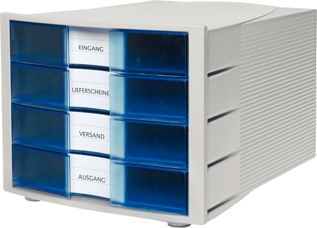 HAN Schubladenbox IMPULS 2.0, 4 Schübe, lichtgrau/blau (EAN: 4012473101753)
