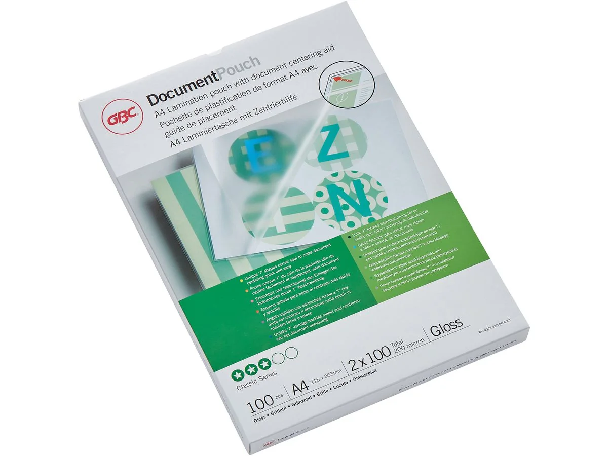 GBC Laminierfolientasche, DIN A4, glänzend, 200 mic (EAN: 0033816036482)