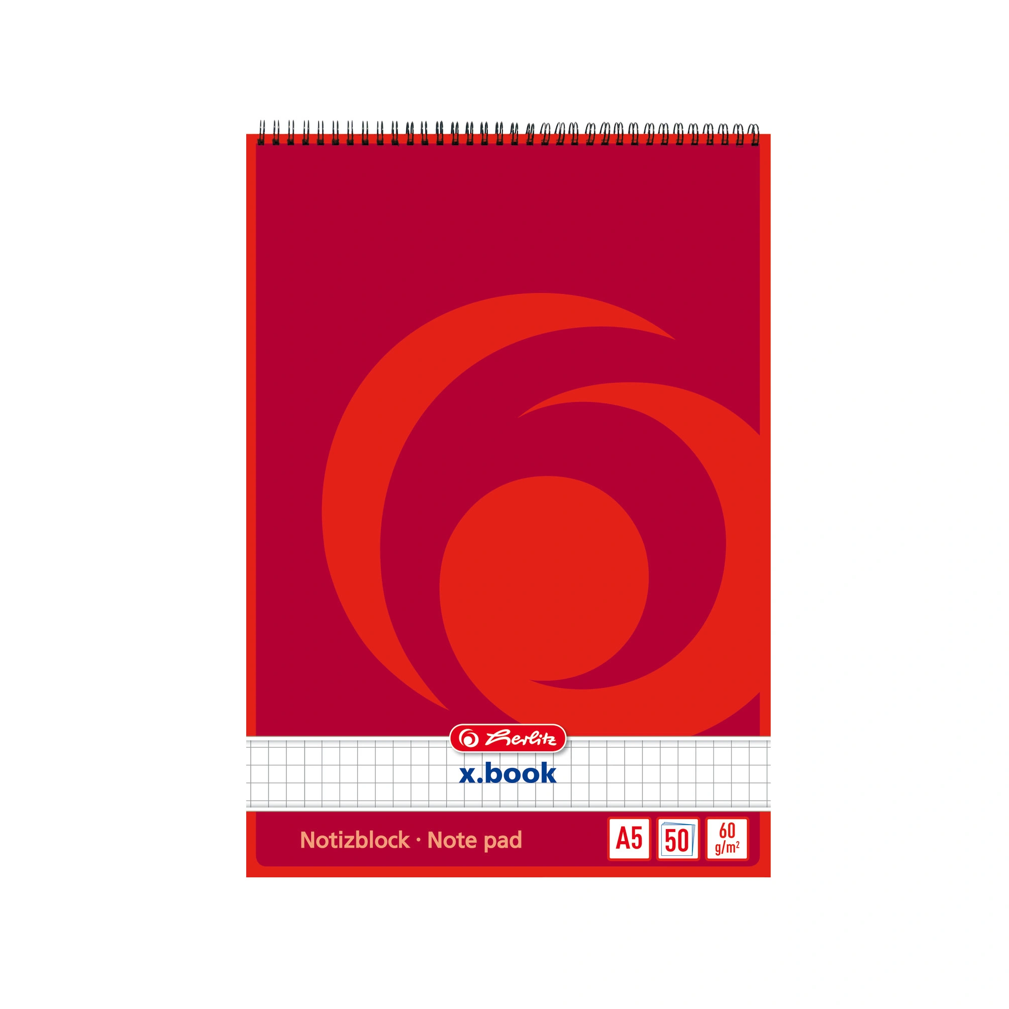 herlitz Spiralnotizblock x.book, DIN A5, 50 Blatt, kariert (EAN: 4008110110530)