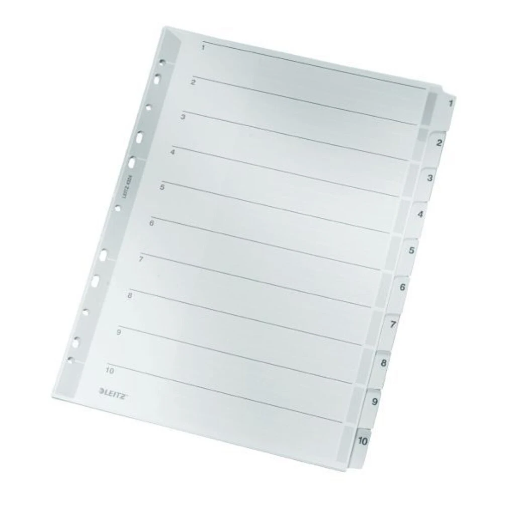 LEITZ Mylarkarton-Register, Zahlen, A4, 1-10, 10-teilig,grau (EAN: 4002432309283)
