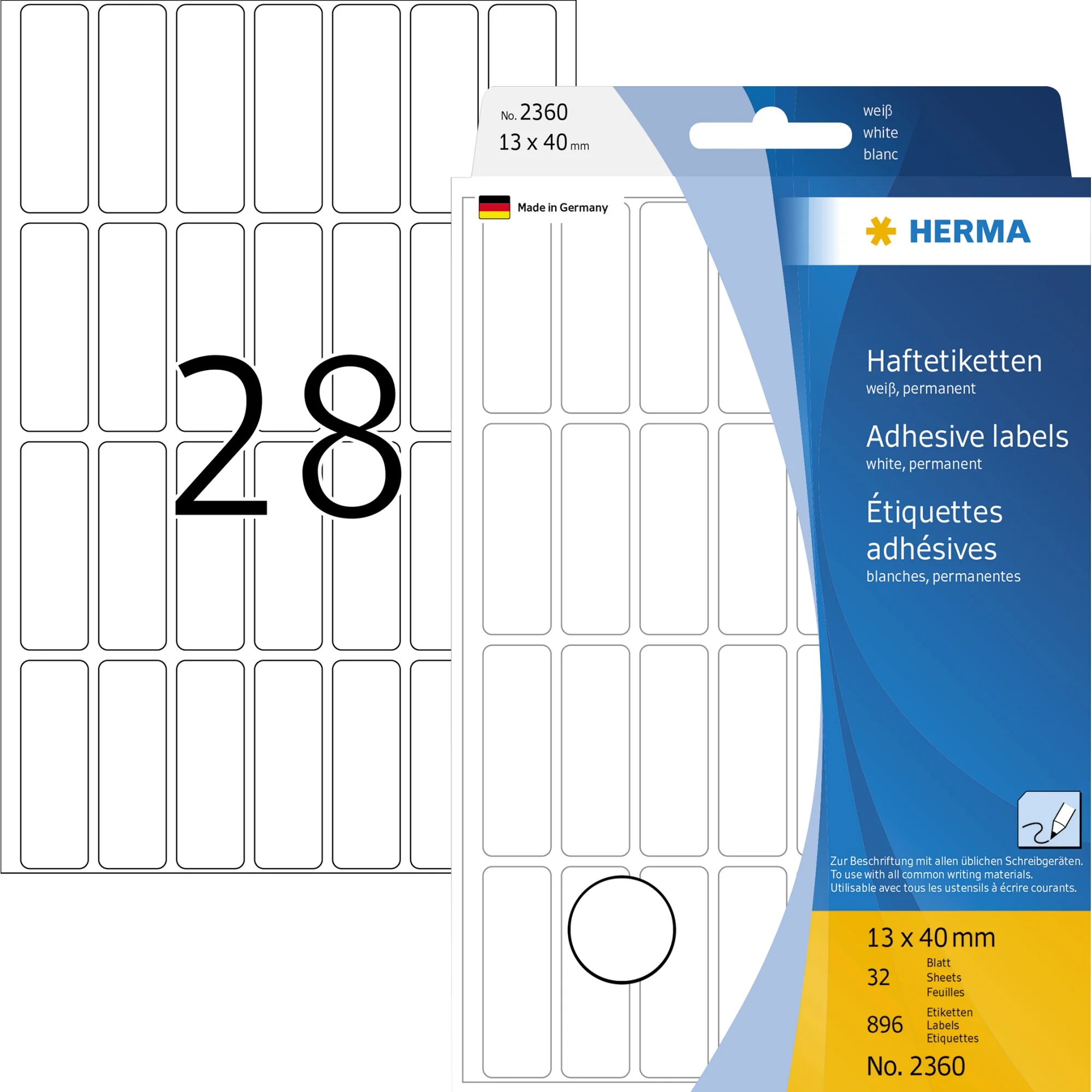 HERMA Vielzweck-Etiketten, 13 x 40 mm, weiß, Großpackung (EAN: 4008705023603)