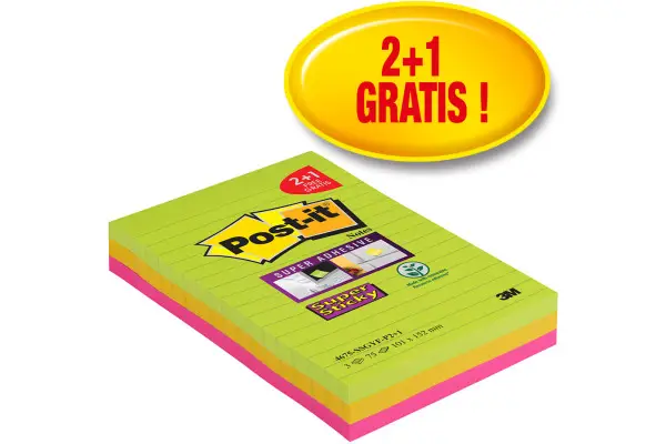 Post-it Haftnotizen super sticky notes, liniert, 101x152 mm (EAN: 4054596420304)