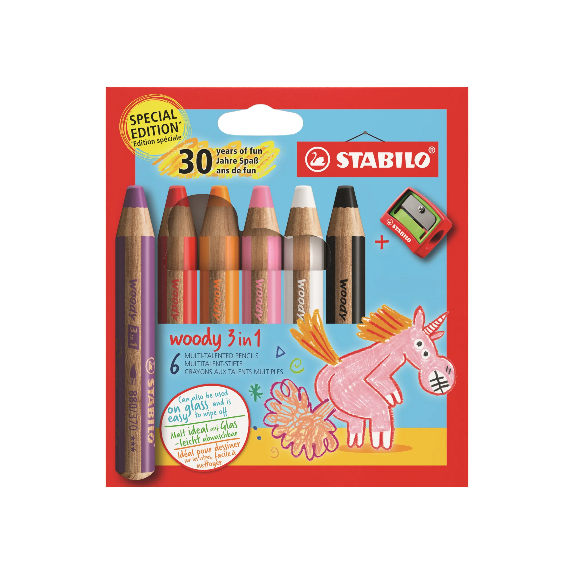 STABILO Multitalentstift woody 3 in 1, 6er Etui Einhorn (EAN: 4006381618694)