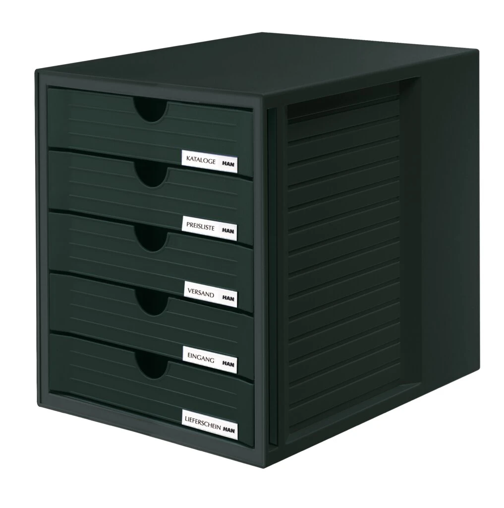 HAN Schubladenbox SYSTEMBOX, 5 Schübe, schwarz (EAN: 4012473145047)