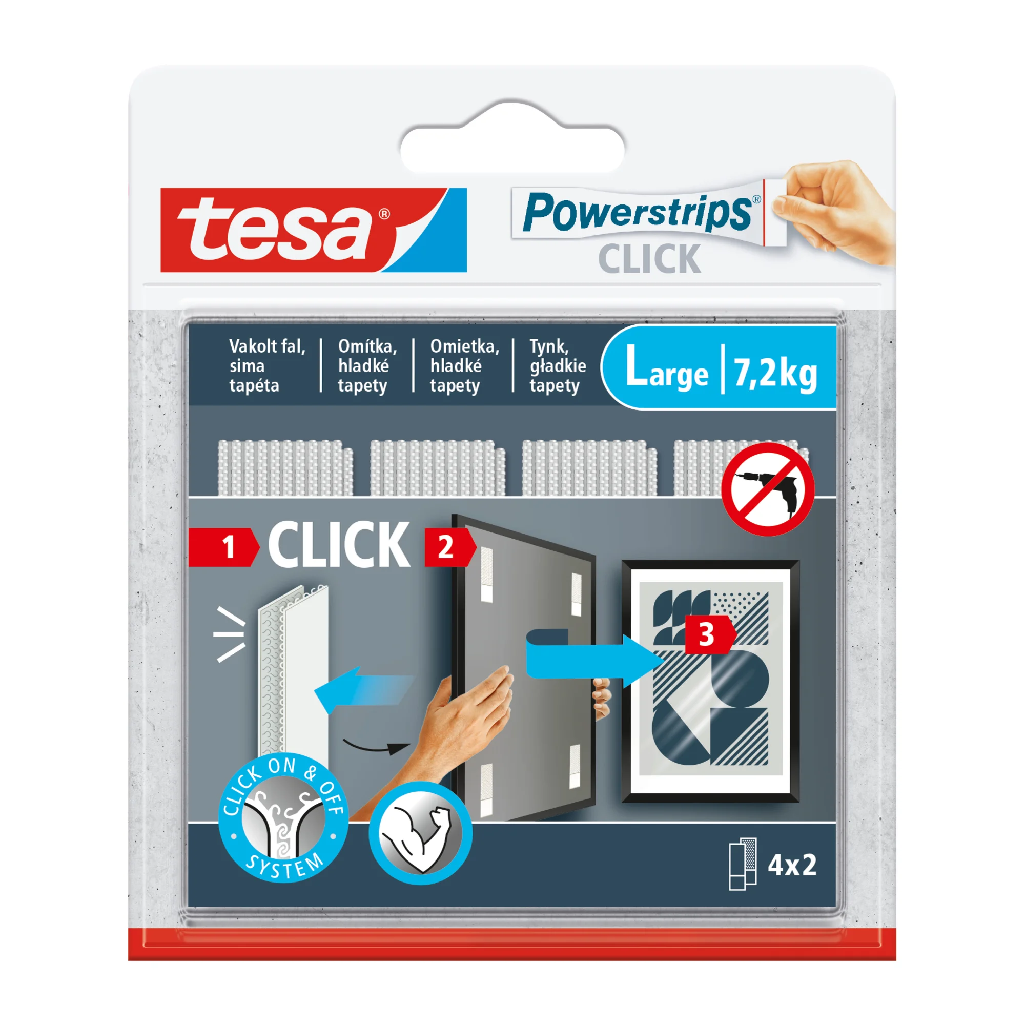 tesa Powerstrips CLICK Klettstreifen LARGE, weiß (EAN: 4063565401237)