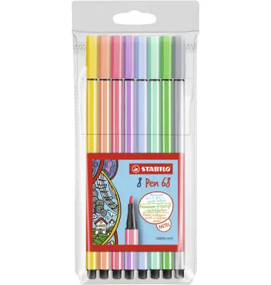STABILO Fasermaler Pen 68 PASTEL, 8er Kartonetui (EAN: 4006381507882)