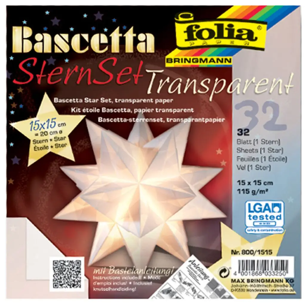 folia Faltblätter Bascetta-Stern, weiß-transparent (EAN: 4001868033250)
