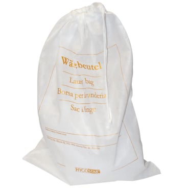 HYGOSTAR Wäschebeutel SOFT, PP-Vlies, 540 x 380 mm, weiß mit goldenem Aufdruck (EAN: 4015544558203)