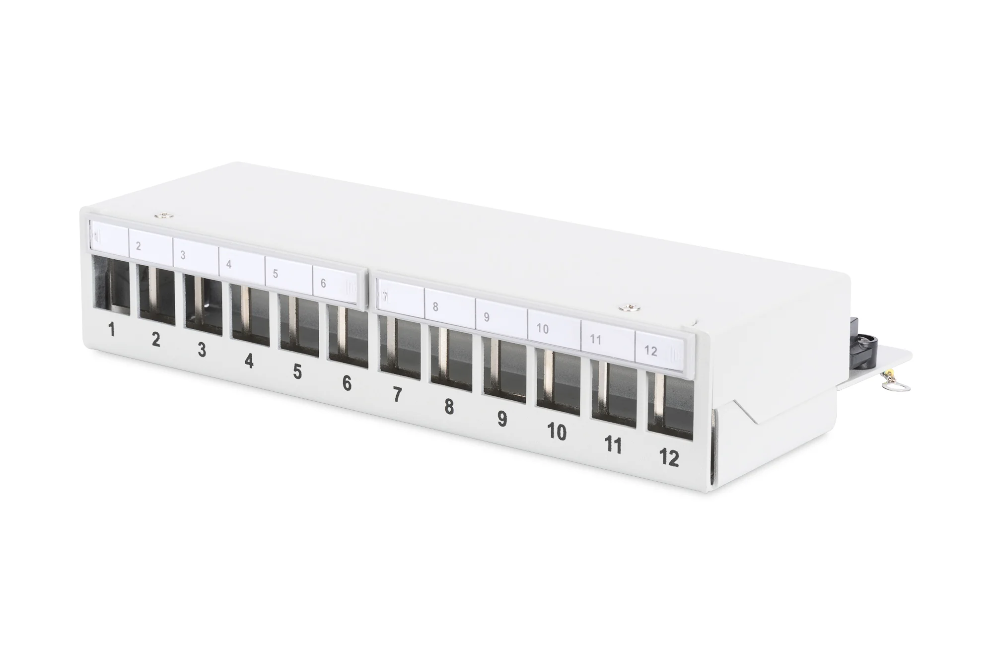 DIGITUS Desktop Modular Patch Panel, geschirmt, 12-Port, lichtgrau (RAL 7035) (EAN: 4016032435242)