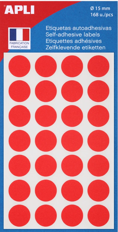 APLI Markierungspunkte, Durchmesser: 8 mm, rund, rot (EAN: 3270241118339)