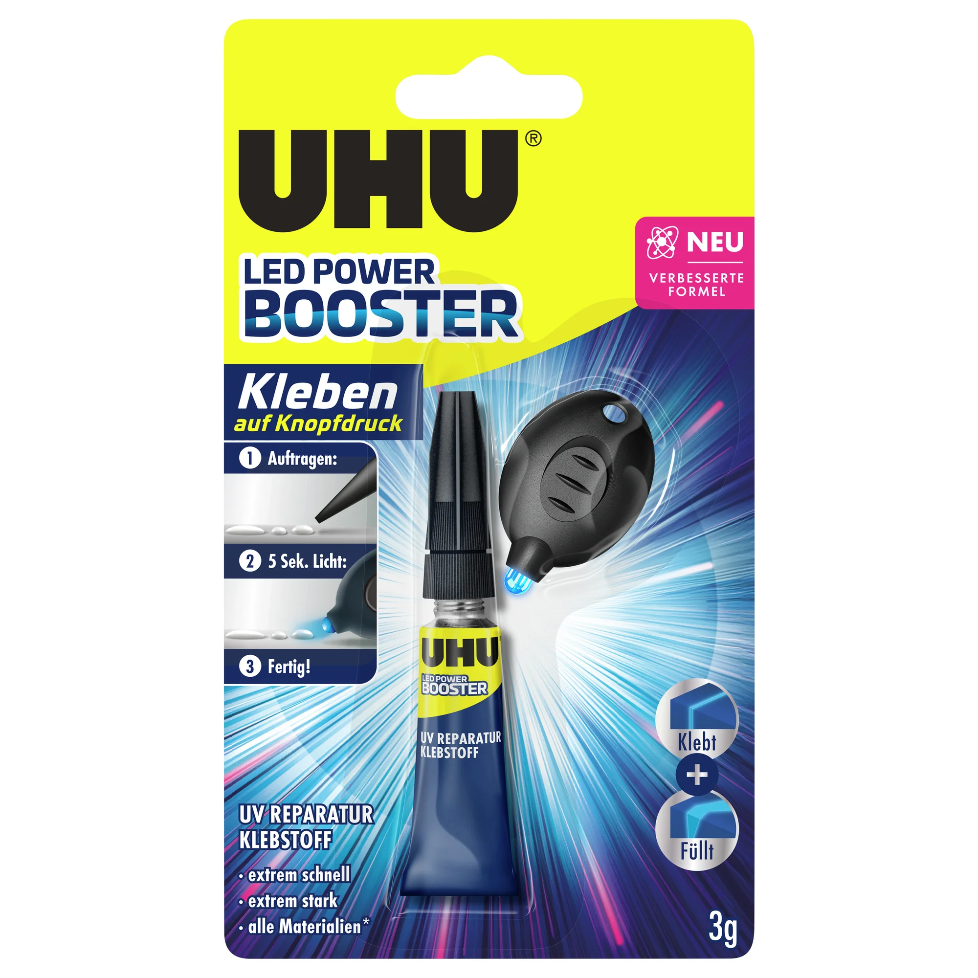 UHU Reparatur-Klebstoff LED-LIGHT BOOSTER, 3 g Tube (EAN: 4026700481501)