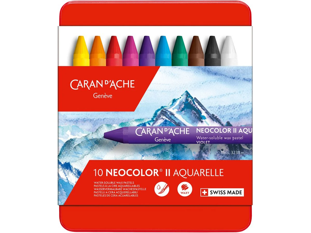 CARAN D'ACHE Aquarell-Wachsmalstift NEOCOLOR II, 10er Etui, farbig sortiert (EAN: 7610186243103)