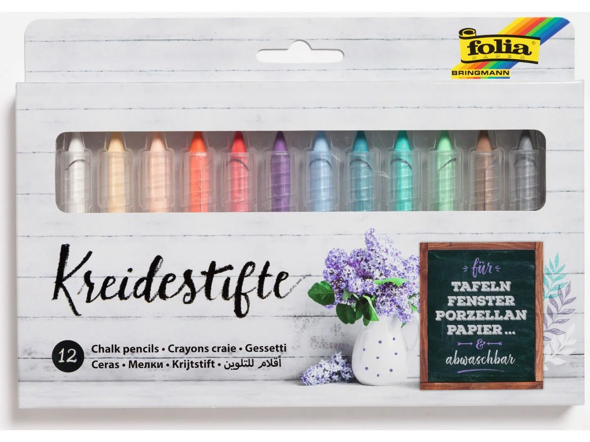 folia Kreidestifte-Set, farbig sortiert, 12er Etui (EAN: 4001868100549)