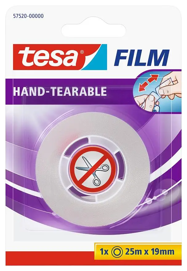 tesa Film, von Hand einreißbar, transparent, 19 mm x 25 m (EAN: 4042448091826)