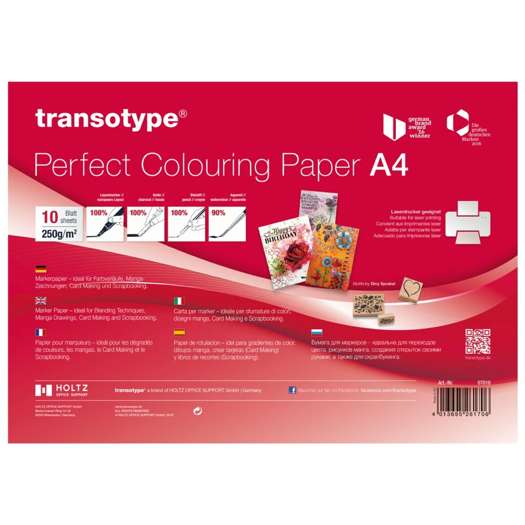 transotype Marker Papier DIN A4, 250 g/qm, 10 Blatt (EAN: 4013695261706)