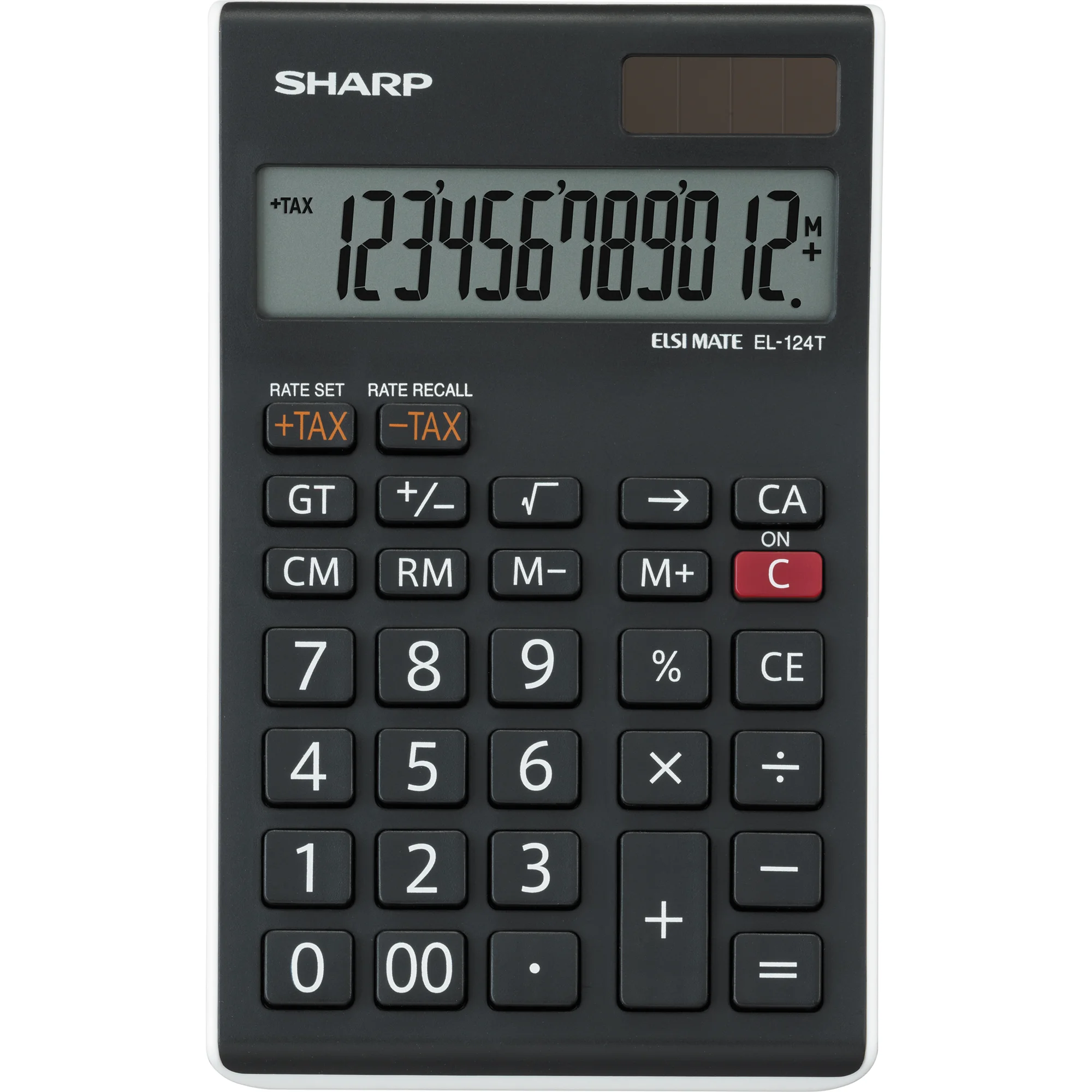 SHARP Tischrechner EL-124 TWH, Solar-/ Batteriebetrieb (EAN: 4974019793788)