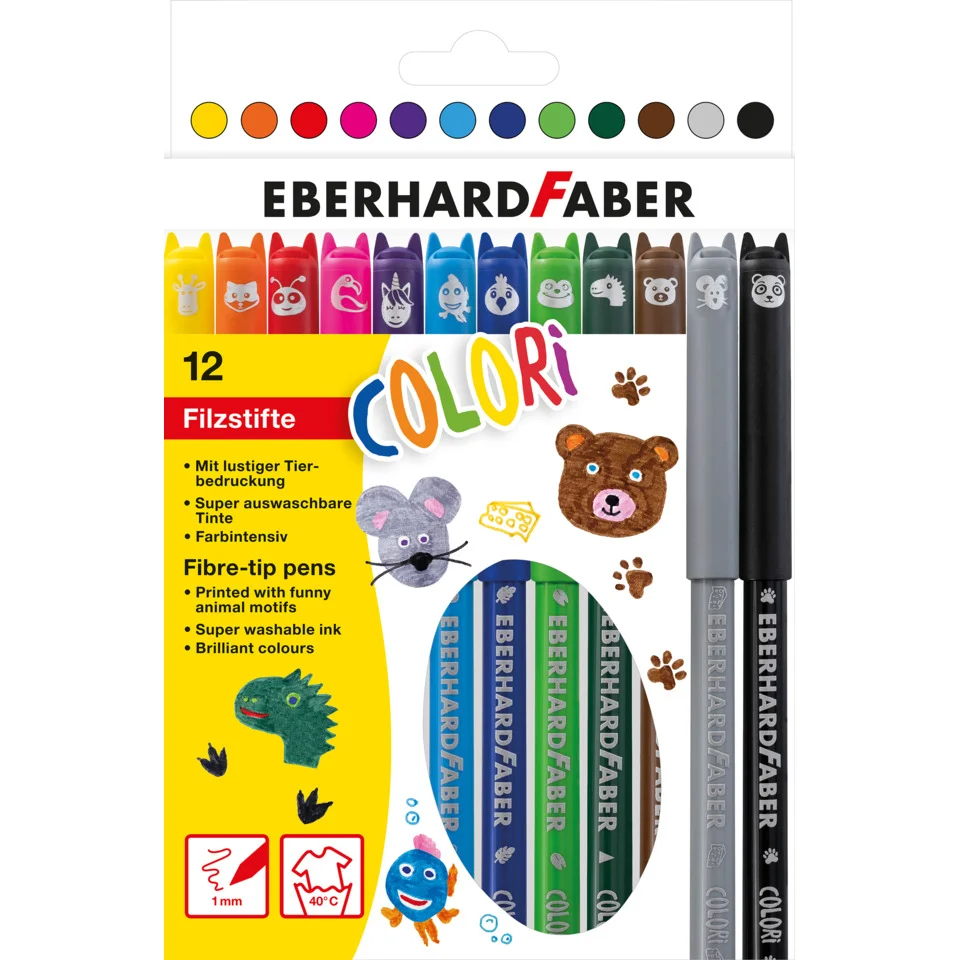 EBERHARD FABER Fasermaler Animal COLORI, 12er Kartonetui (EAN: 4087205511124)