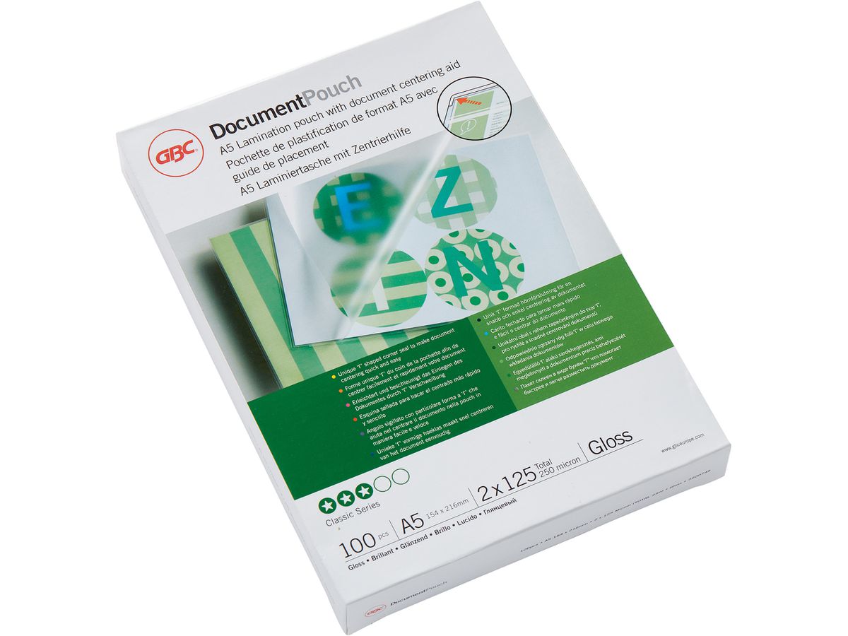 GBC Laminierfolientasche, DIN A5, glänzend, 250 mic (EAN: 0033816100411)
