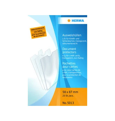 HERMA Ausweishülle, PP, 1-fach, 0,14 mm, Format: 58 x 87 mm, transparent (EAN: 4008705050135)