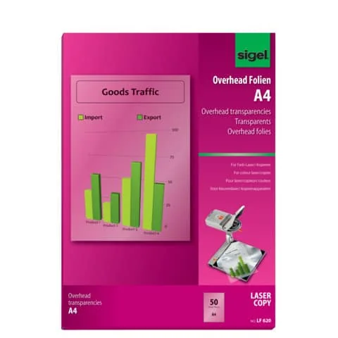 sigel Farb-Laserdrucker-/Kopier-Folie, DIN A4, transparent, transparent klar (EAN: 4004360995606)
