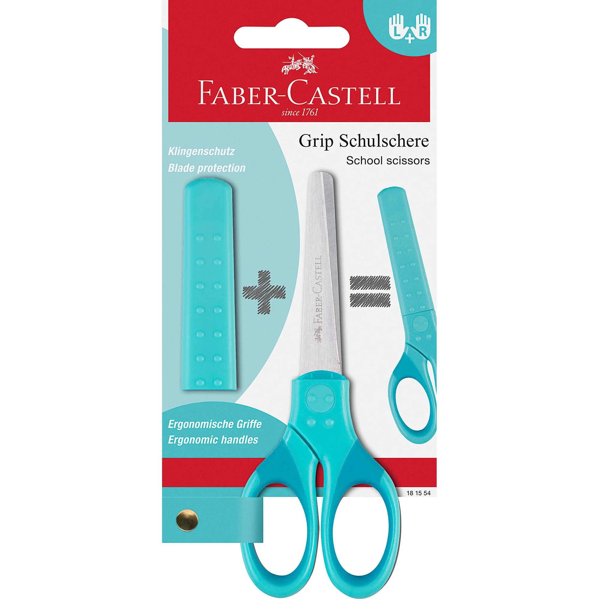 FABER-CASTELL Schulschere GRIP, türkis, auf Blisterkarte (EAN: 4005401815549)