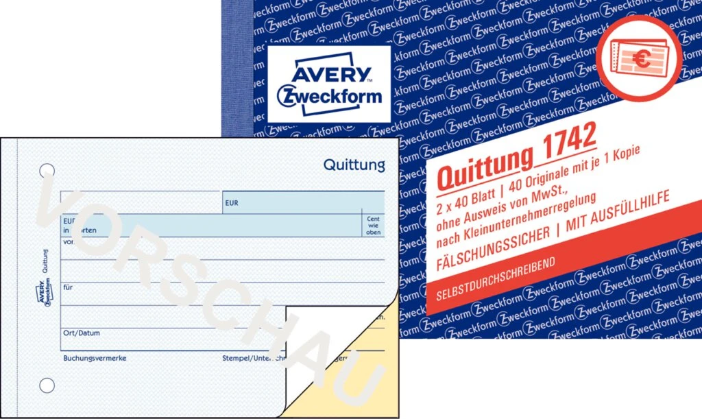 AVERY Zweckform Formularbuch "Quittung" ohne MwSt., SD (EAN: 4004182017425)