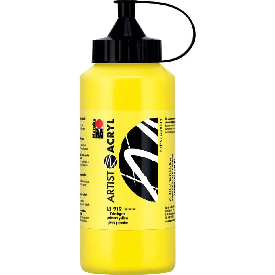 Marabu Künstler-Acrylfarbe Artist Acryl, 500 ml, primärmgelb (EAN: 4007751668912)