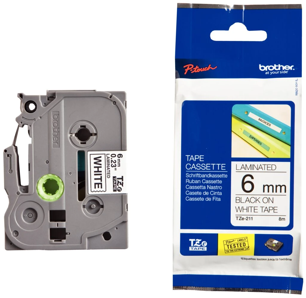 brother TZe-Tape TZe-211 Schriftbandkassette,Bandbreite 6 mm (EAN: 4977766685054)