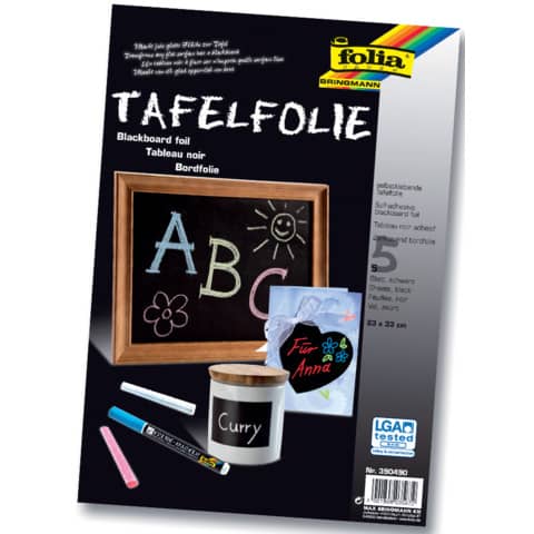 folia Tafelfolie/Kreidefolie, aus PVC, 230 x 330 mm, schwarz (EAN: 4001868035872)