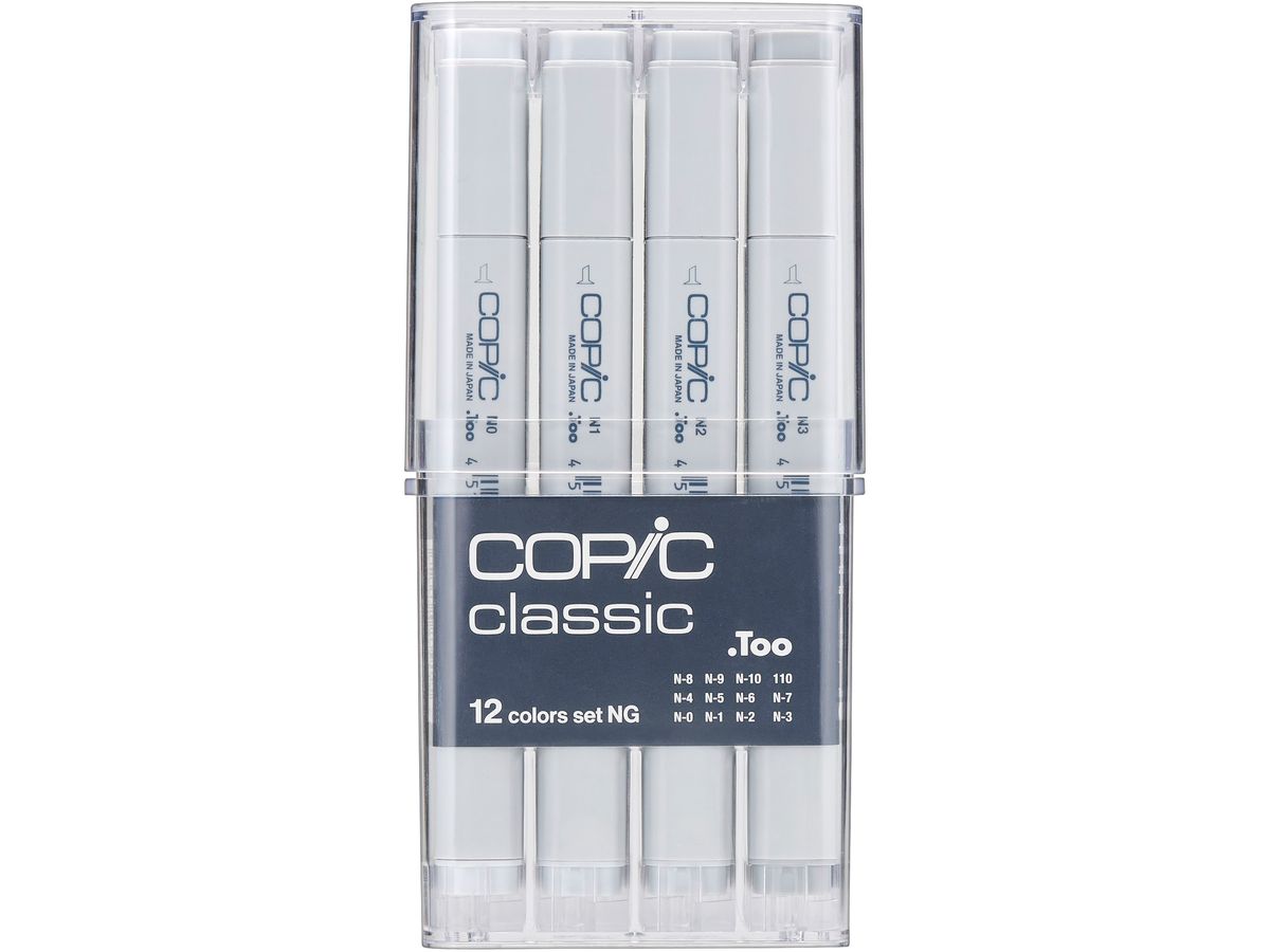 COPIC Marker classic, 12er Grau Set "NG", neutrale Grautöne (EAN: 4511338063323)