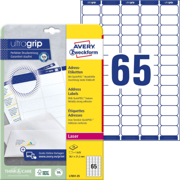 AVERY Zweckform Mini-Etiketten, 38,1 x 21,2 mm, weiß (EAN: 4004182236512)