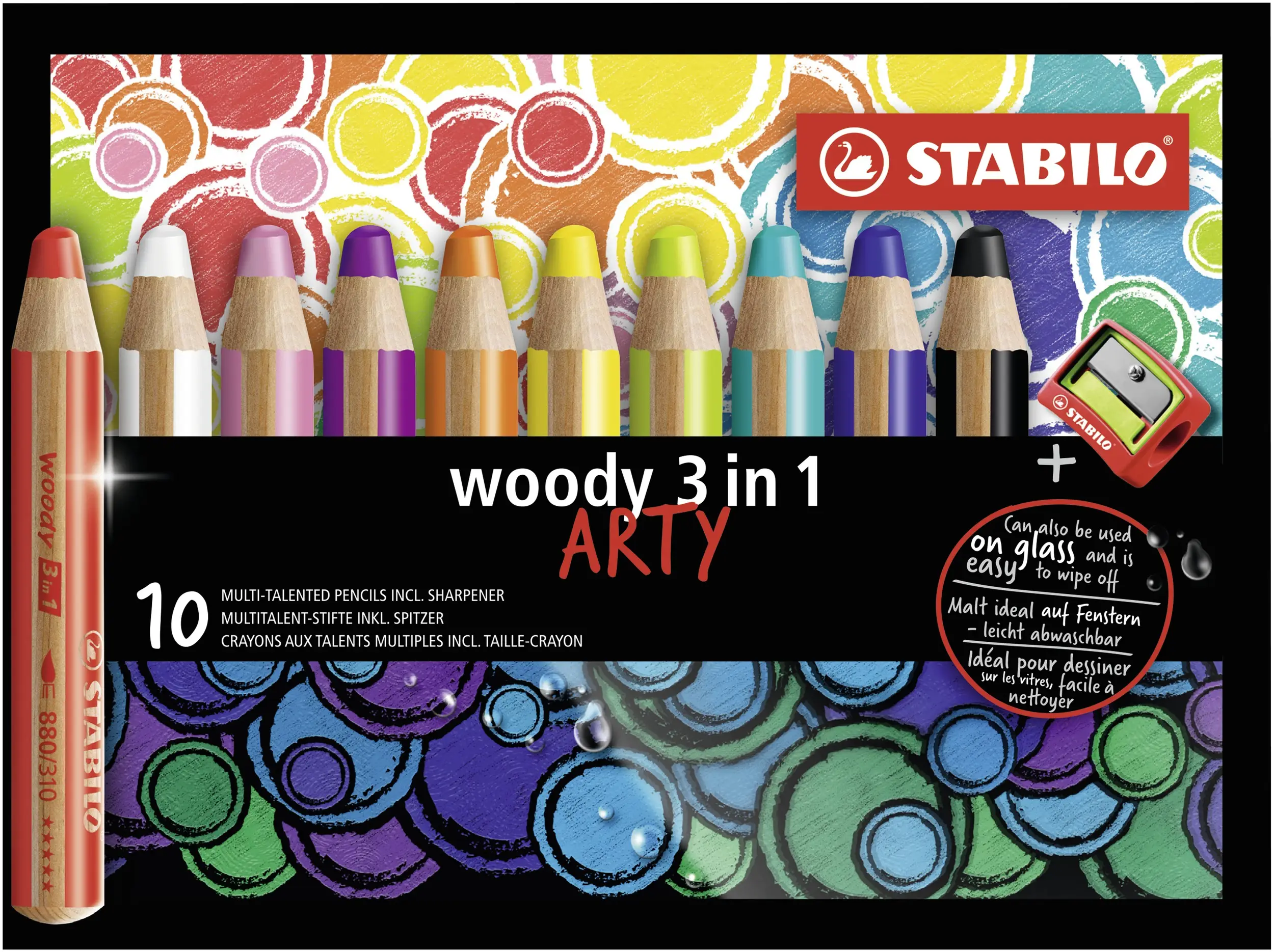 STABILO Multitalentstift woody 3 in 1, 10er Kartonetui ARTY (EAN: 4006381547147)