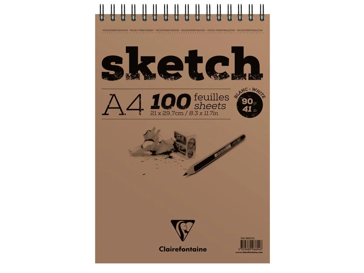 Clairefontaine Skizzenblock SKETCH, DIN A4, 100 Blatt, weiß (EAN: 3329680966046)